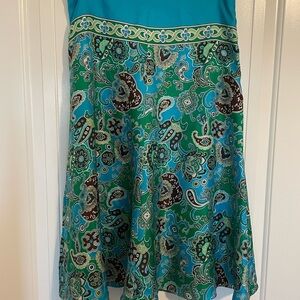 Banana Republic silk blue and green paisley cottagecore midi skirt size 6